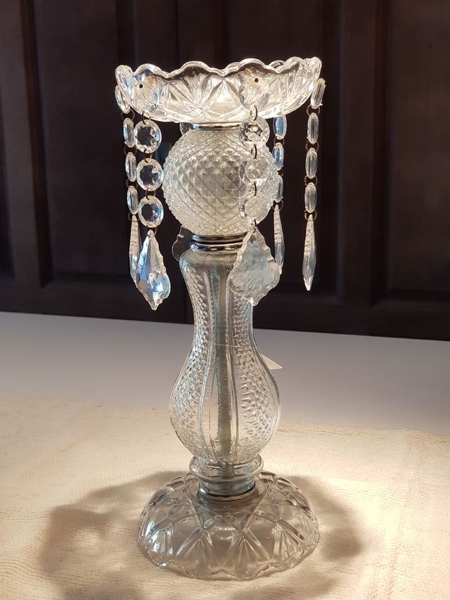 Set Candelabro c/caireles diamante  transp.  30CM y 14cm