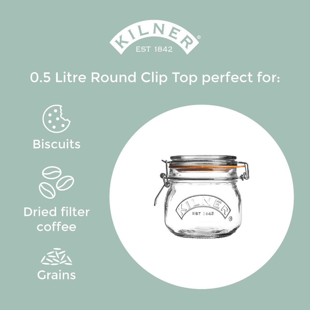 Frasco Redondo Clip Top 0.5 L - Kilner