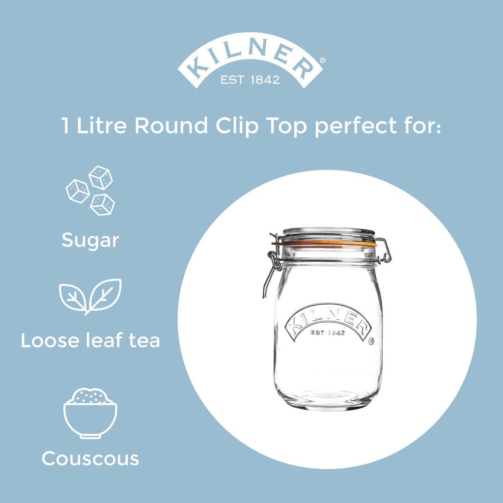 Frasco Redondo Clip Top 1 L - Kilner