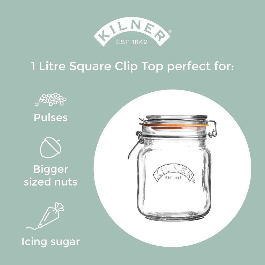 Frasco Clip Top Cuadrado 1L - Kilner
