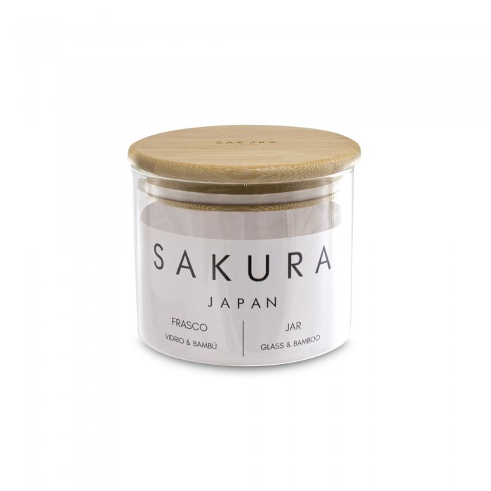 Frasco de Vidrio c/ Tapa de Bamboo 0,45L - Sakura