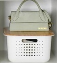 Canasto c/Tapa de Bamboo 37x28x15 cm - Smart Store