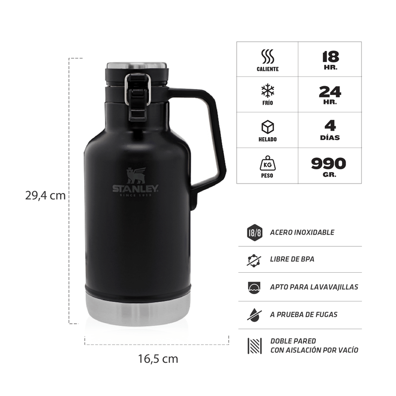 Termo Classic Growler 1,9L Matte Black - Stanley