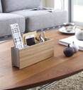 Organizador de Escritorio 25x7x10,5h - Metal Blanco y Fresno