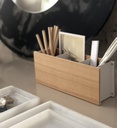 Organizador de Escritorio 25x7x10,5h - Metal Blanco y Fresno