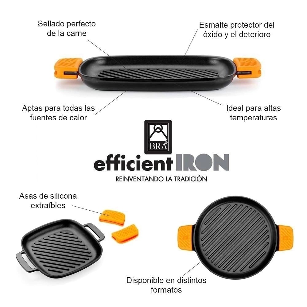 Parrilla Rectangular Efficient Iron c/ Rayas - BRA