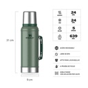 Termo Clássic 950 ml c/ Manija y Tapón Cebador Hammertone Green - Stanley