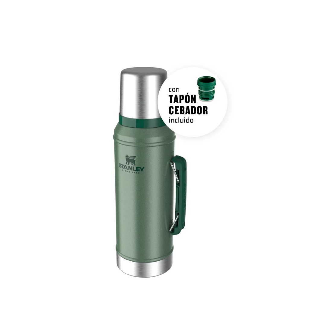 Termo Clássic 950 ml c/ Manija y Tapón Cebador Hammertone Green - Stanley