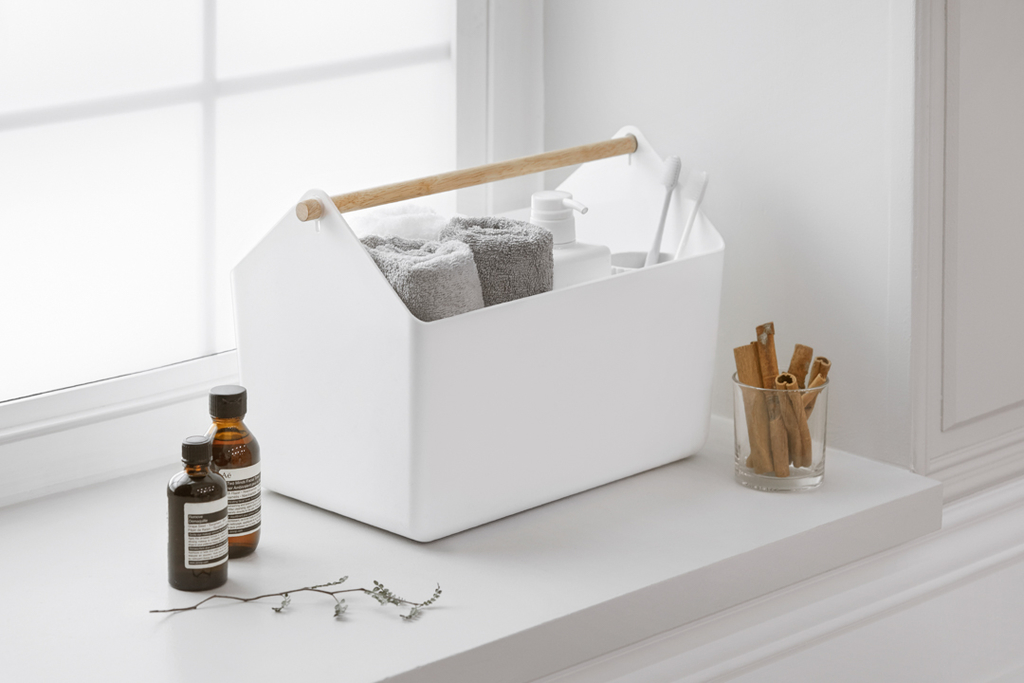 Wooden Handle Basket White - Litem