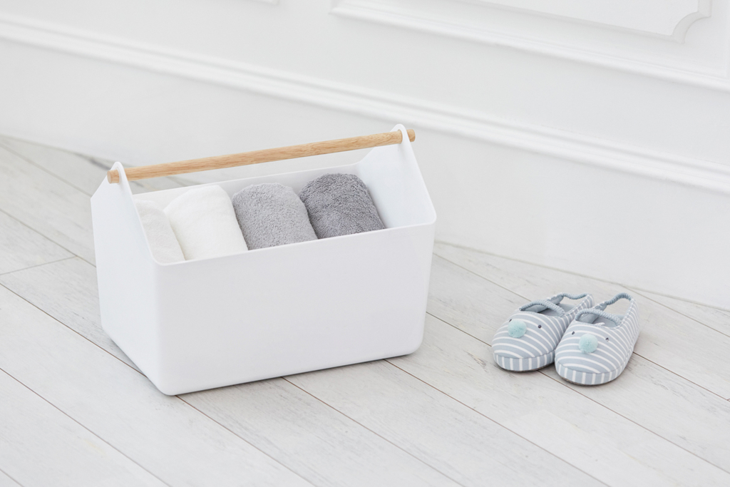 Wooden Handle Basket White - Litem