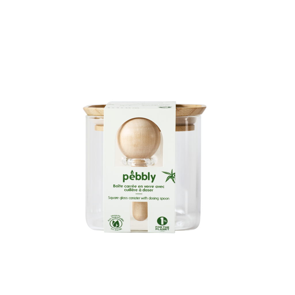 Contenedor Cuadrado 800ml c/Cuchara Medidora - Pebbly