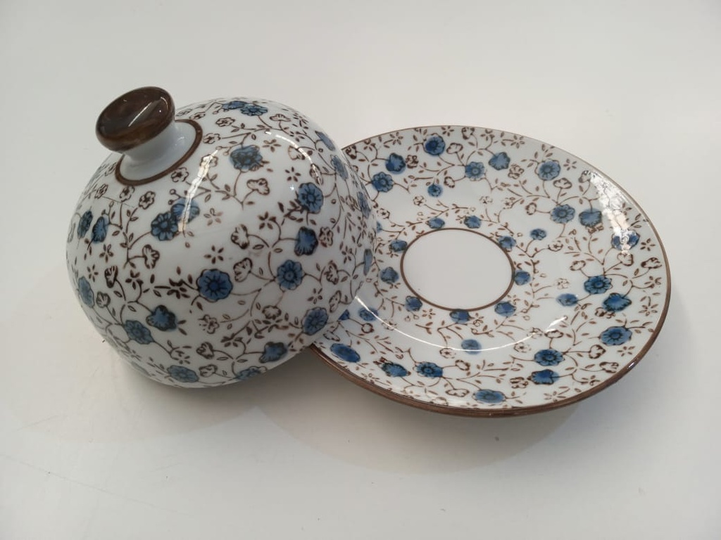 Campana con Plato -Flores Azules