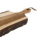 Tabla Rectangular de Acacia c/Corteza y Mango 38 x 21 cm
