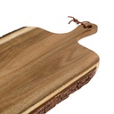 Tabla de Acacia c/Corteza y Mango - 42,5x26,5 cm