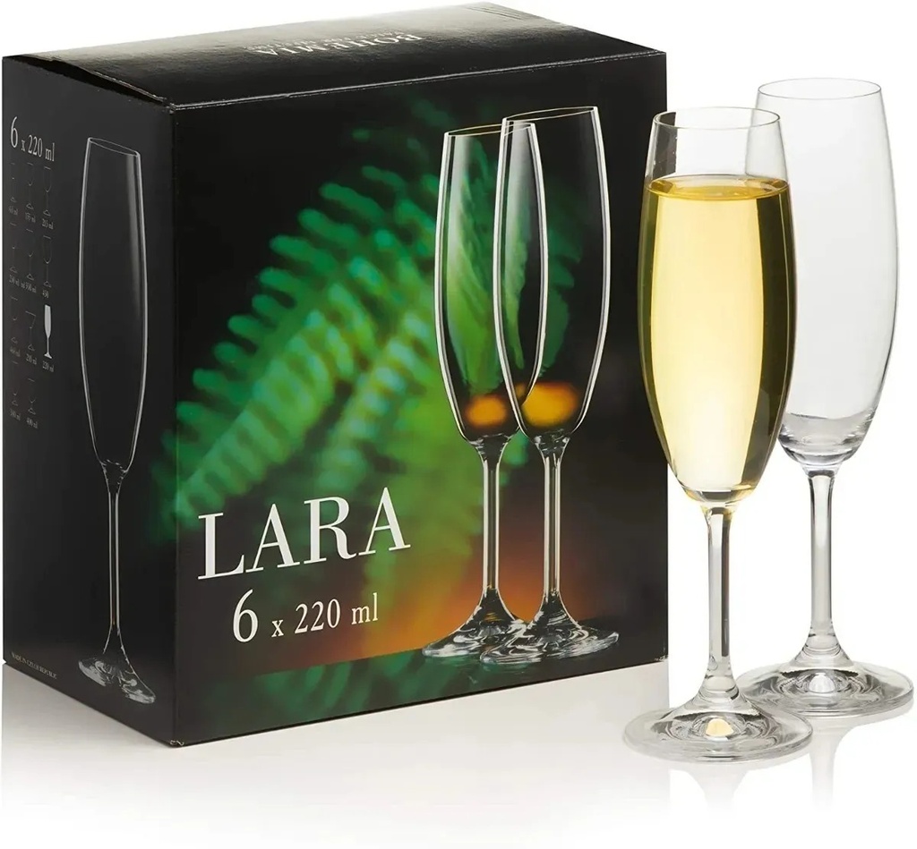 Copa Champagñe Lara 220ml x (6und) - Cristal Bohemia