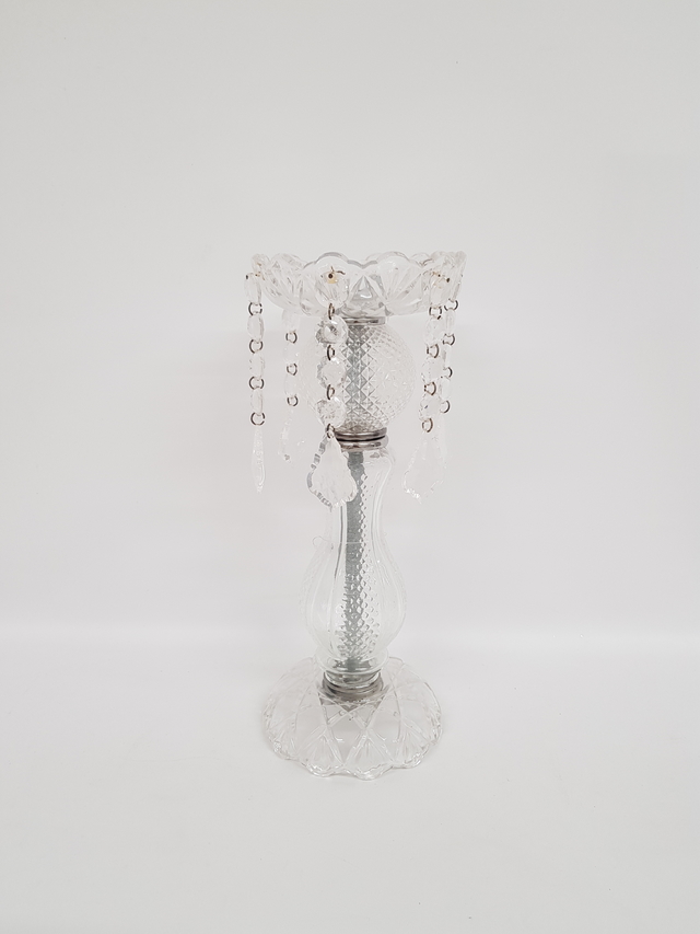 Set Candelabro Diamante c/caireles transp.  (30CM-14cm)