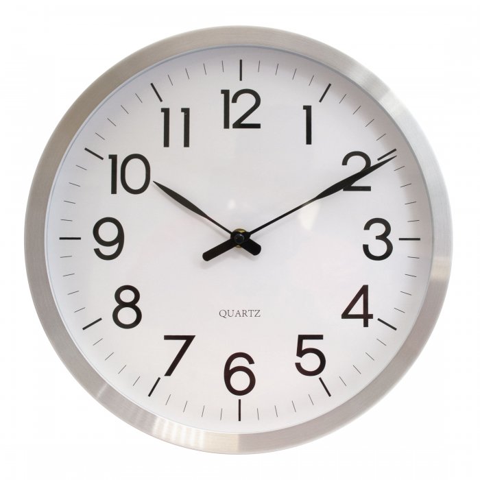 Reloj de Pared Quartz Silver White 30cm