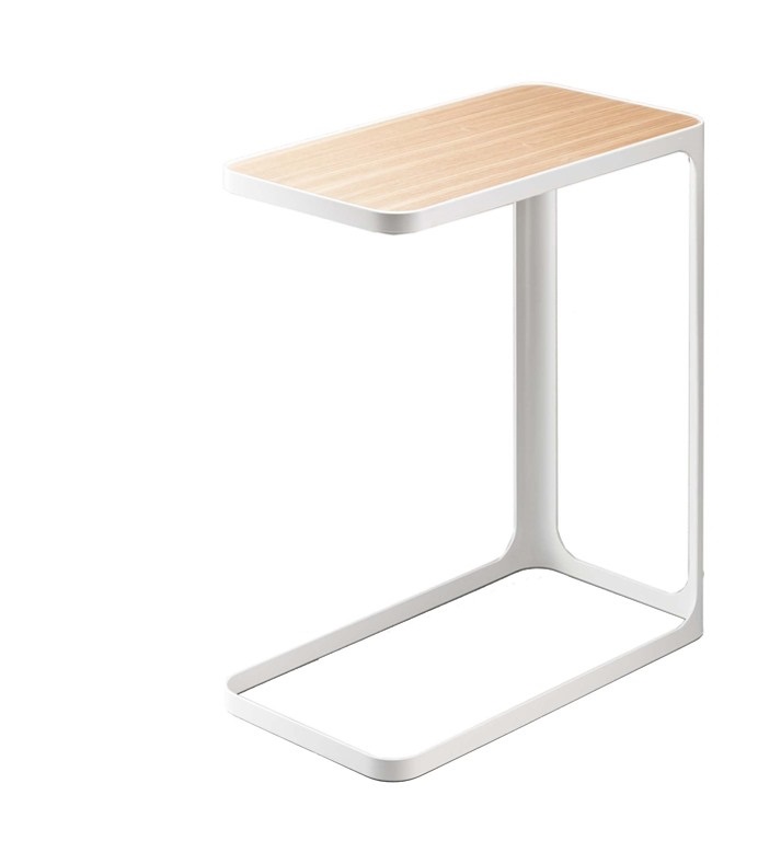 Mesa Adicional 24x45x52h Metal Blanco y Fresno
