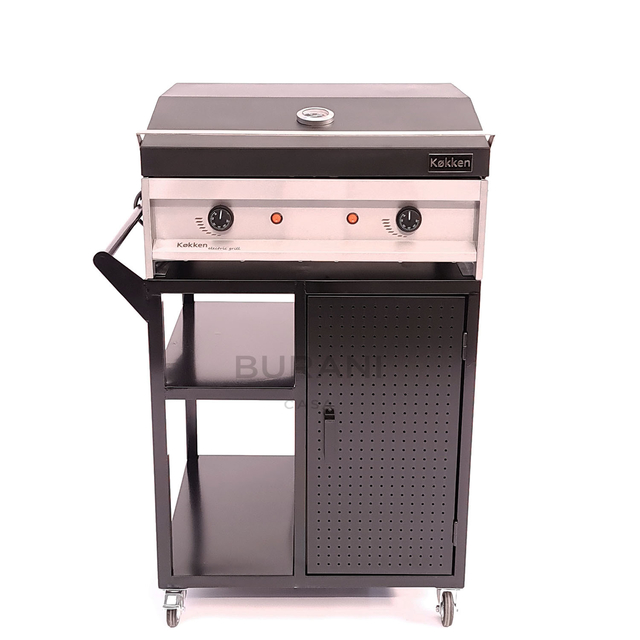 Electric Grill 67x60 Tapa Negra c/Carro