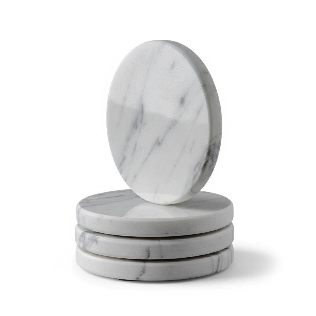 Set x 4 Posavasos Circular White - Mármol