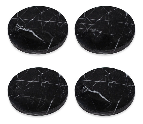 Set x 4 Posavasos Circular Luxury Black - Mármol