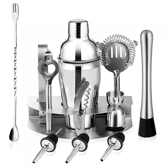 Set  De Bar 12 Piezas De Acero Inoxidable Con  Base