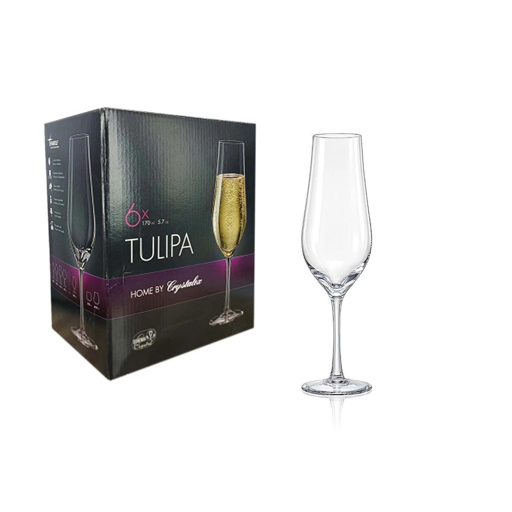 Copa Champagñe Tulipa 170ml x (6und) - Cristal Bohemia