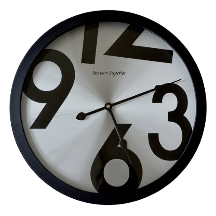 Reloj de Pared 40cm Aluminio c/Aro Negro