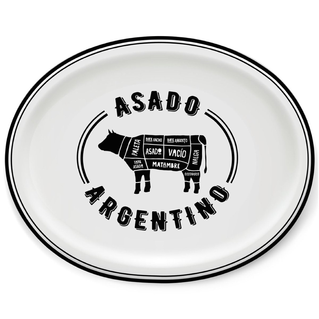Plato Oval Asado Argentino 30,5x24cm - Set x (6und)