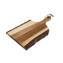 Tabla Rectangular de Acacia c/Corteza y Mango 38 x 21 cm