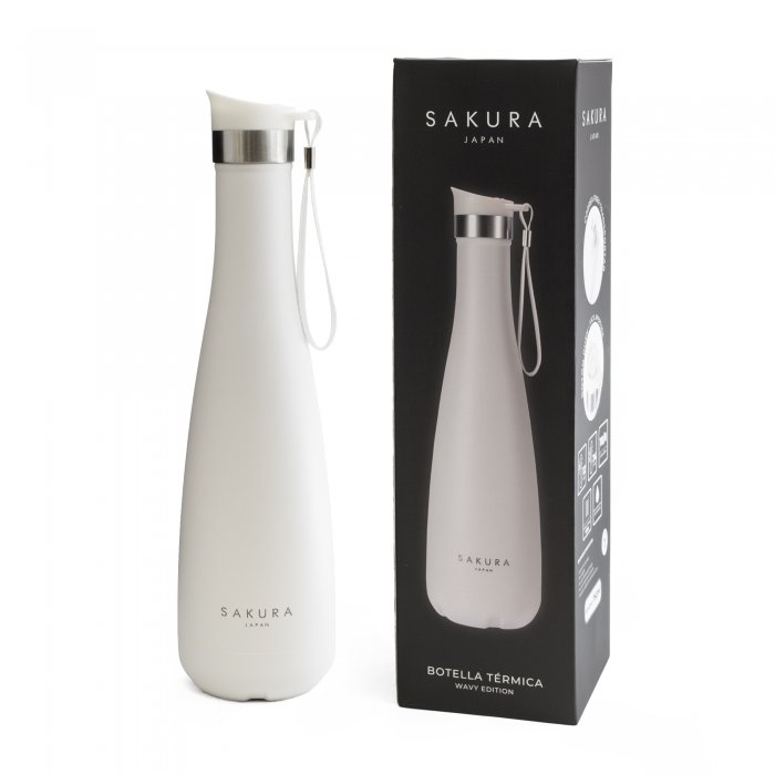 Botella Térmica Wavy Blanca 750ml - Sakura