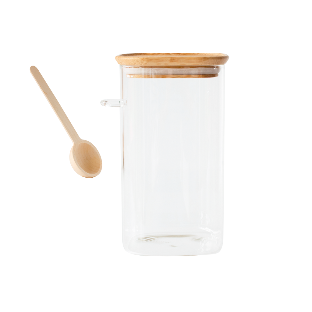 Contenedor Cuadrado 1400ml c/Cuchara Medidora - Pebbly
