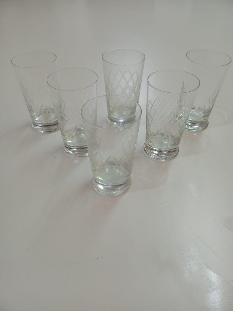 Vaso De Cristal C/Talon Tallado Set x6