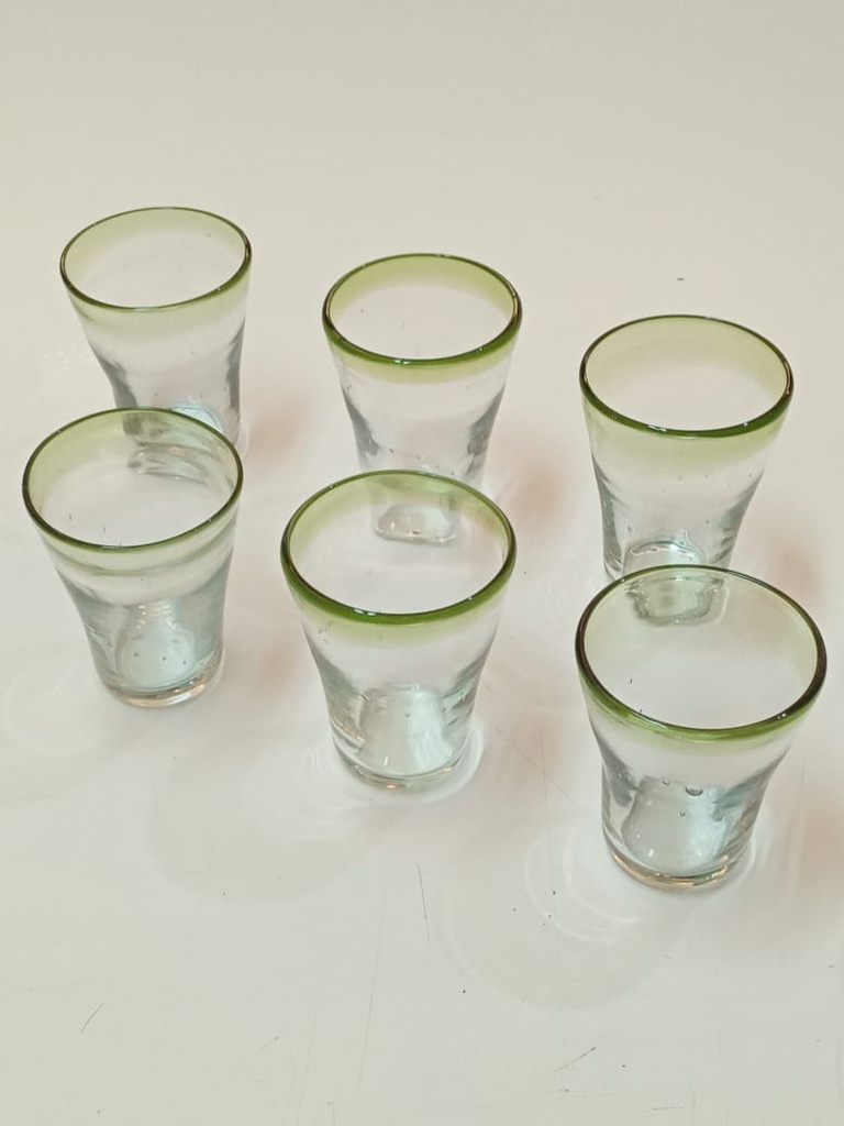Vaso Siluete Borde Verde- Set x6