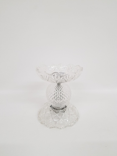 [CBD-9616] Candelabro Bocha Diamante 14cm transp. sin caireles
