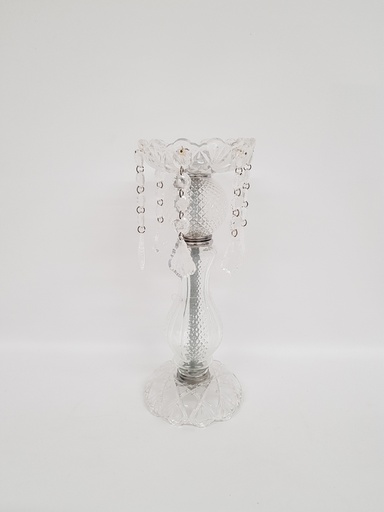 [CD-9648 + BD- 9668] Set Candelabro Diamante c/caireles transp.  (30CM-14cm)