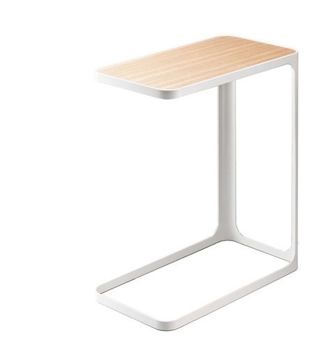 [7202] Mesa Adicional 24x45x52h Metal Blanco y Fresno