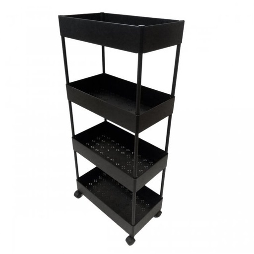 [WY-075] Carro  Aux 4 Estantes ABS Negro