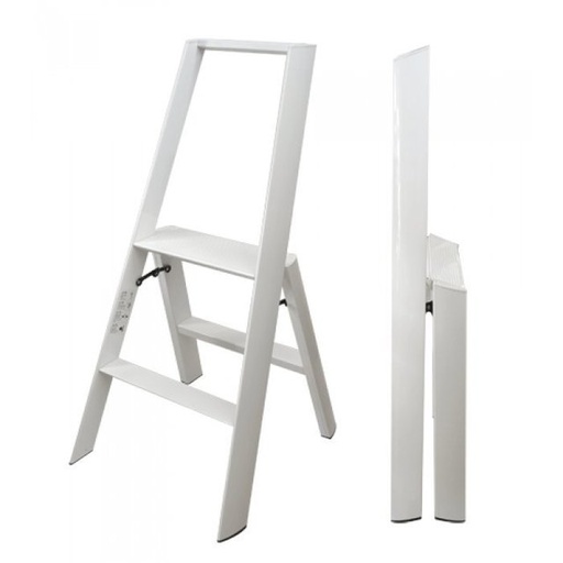 [E15225W] Escalera Aluminio Blanco - 2 Peldaños