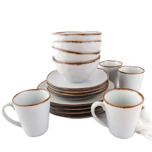 [PTHVARANUS12+PTHVARANUS4] Juego Vajilla Varanus Light Grey - Set x (16pzas)