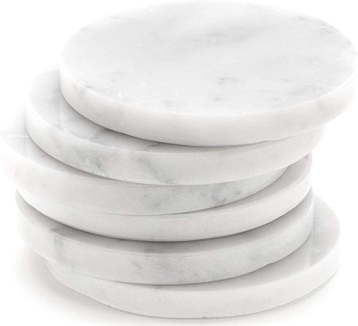 [11007W] Set x 4 Posavasos Circular White - Mármol
