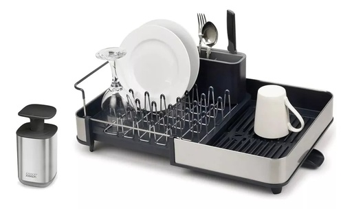 [300279] Escurridor de Platos Extensible Acero + Dispenser de Jabón - Joseph Joseph