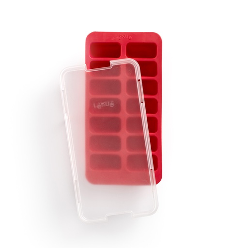 [LBHRE-RO] Cubetera c/Tapa Hielos Rectangular Rojo - Lékué