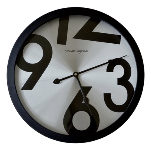 [E15315] Reloj de Pared 40cm Aluminio c/Aro Negro