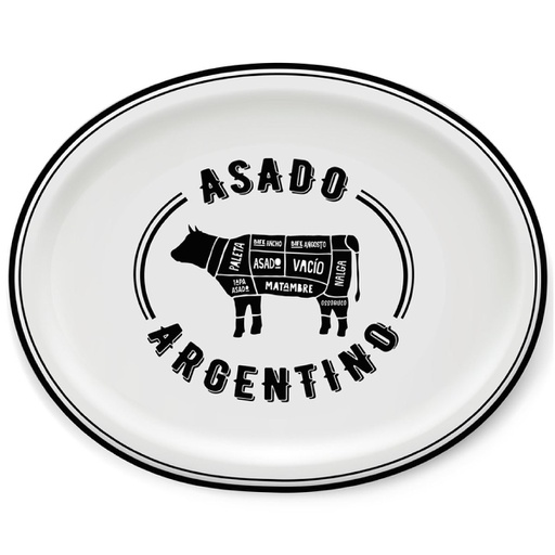 [CB32.6842] Plato Oval Asado Argentino 30,5x24cm - Set x (6und)