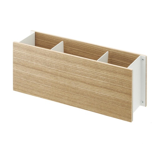 [2732] Organizador de Escritorio 25x7x10,5h - Metal Blanco y Fresno