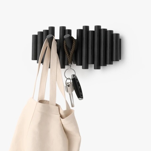 [1011471-040] Perchero de Pared Picket 5 Ganchos Madera Negro - Umbra